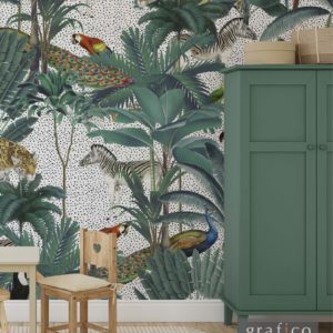 Animal Palm Jungle - Natural + Dots Wallpaper | Grafico Melbourne