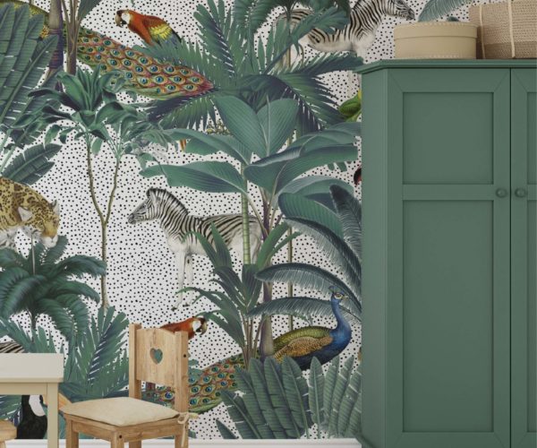 Animal Palm Jungle - Natural + Dots Wallpaper | Grafico Melbourne