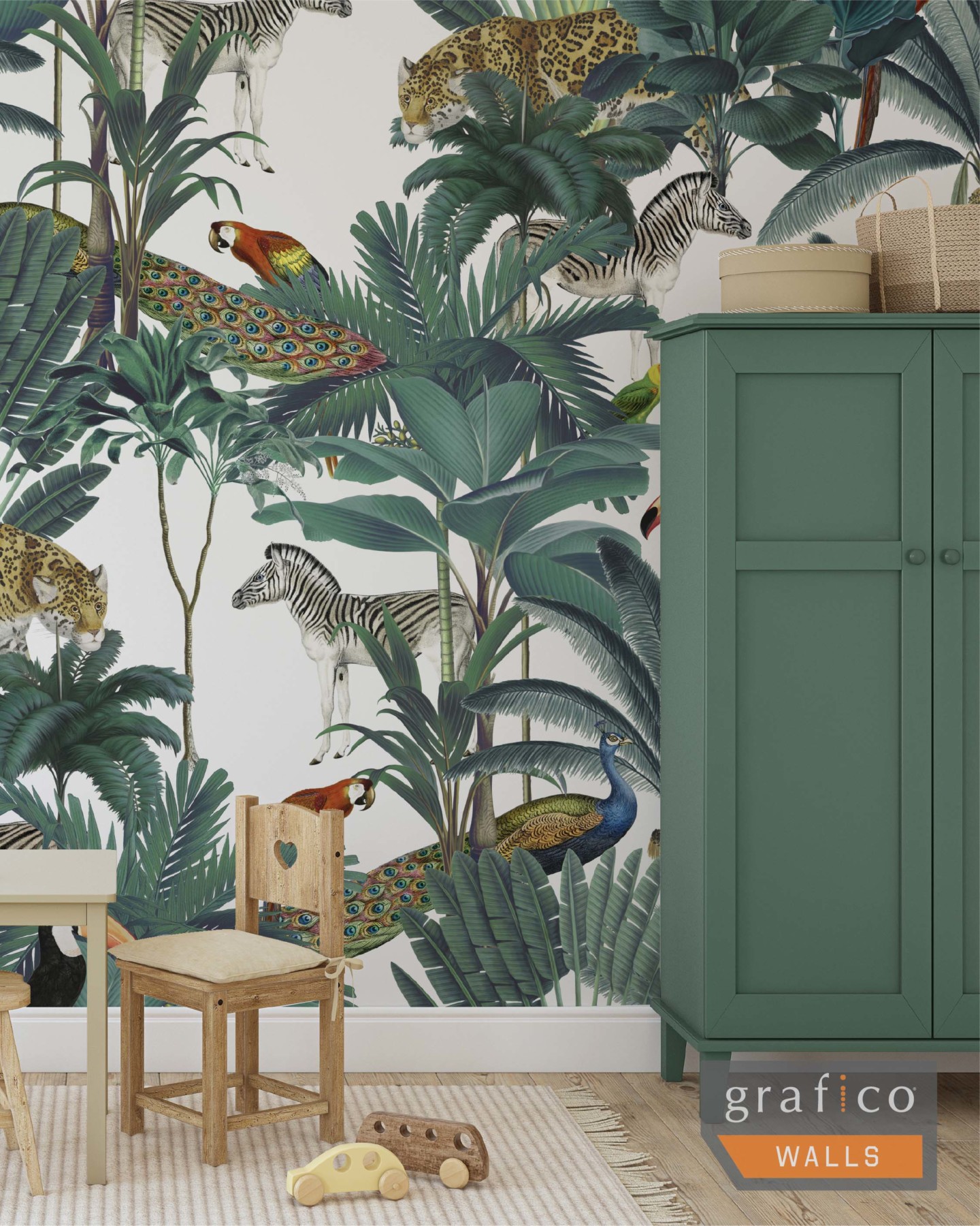 Animal Palm Jungle - Natural Wallpaper | Grafico Melbourne