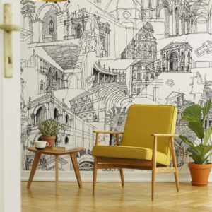 Italian Architecture Sketch Wallpaper | Grafico Melbourne