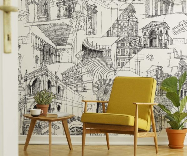 Italian Architecture Sketch Wallpaper | Grafico Melbourne