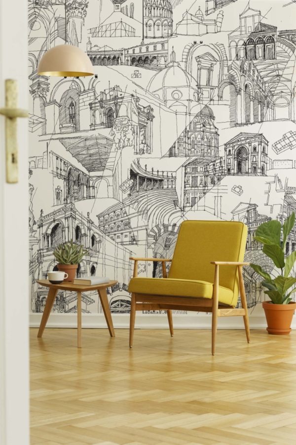 Italian Architecture Sketch Wallpaper | Grafico Melbourne