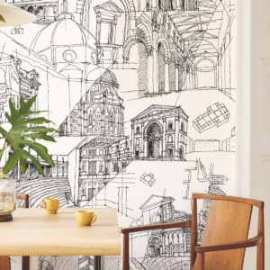 Italian Architecture Sketch Wallpaper | Grafico Melbourne