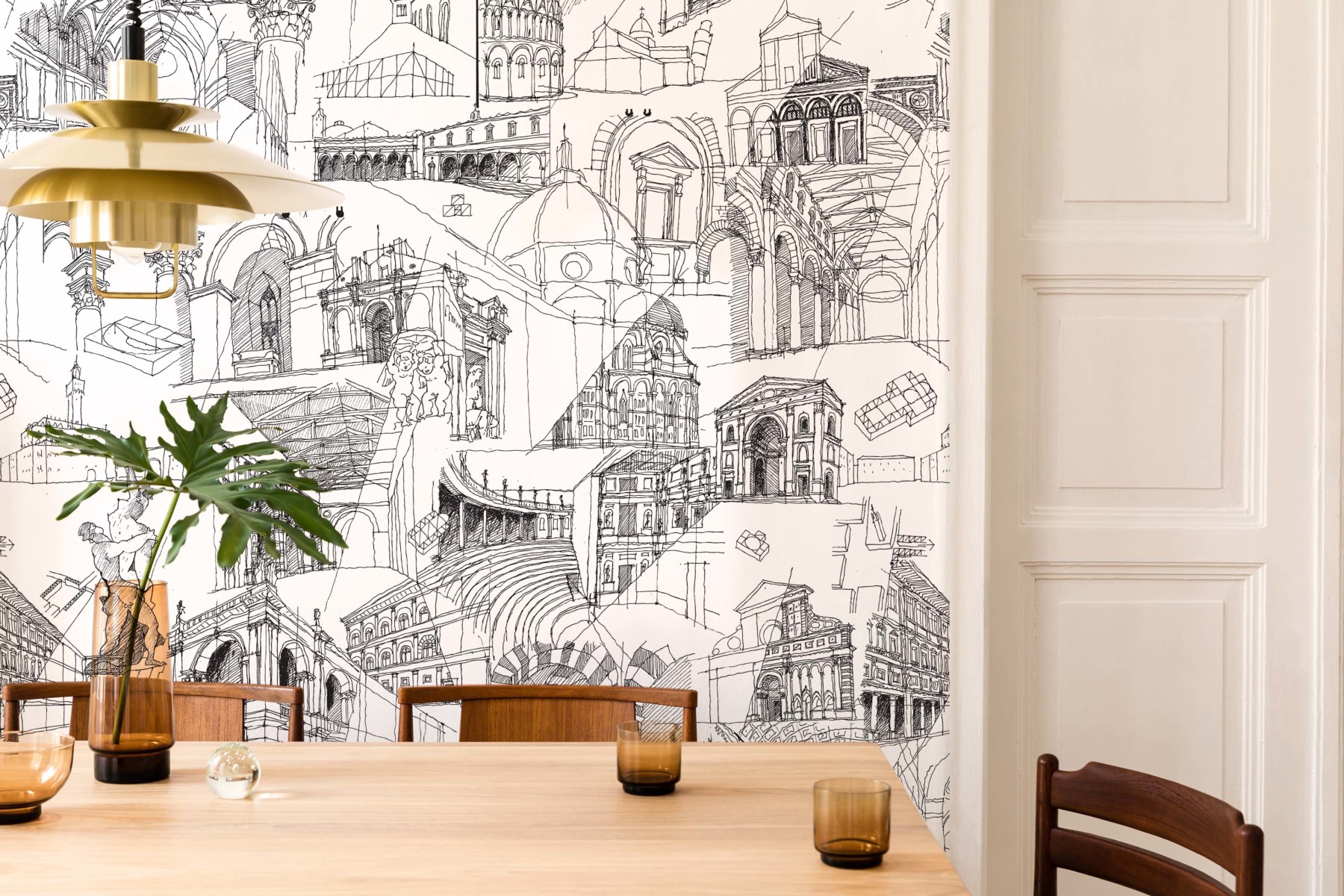 Italian Architecture Sketch Wallpaper | Grafico Melbourne