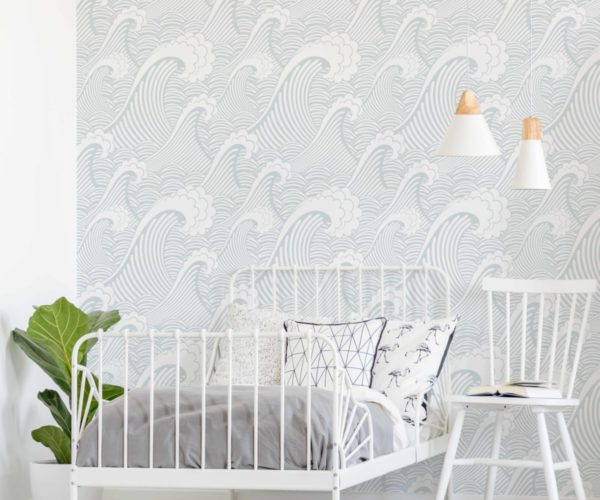 Japan Wave - Powder Blue Wallpaper | Grafico Melbourne