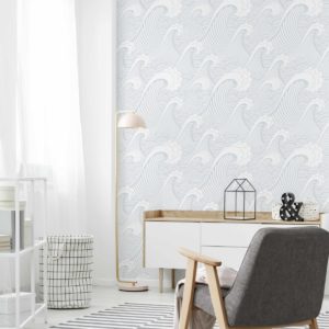 Japan Wave - Powder Blue Wallpaper | Grafico Melbourne