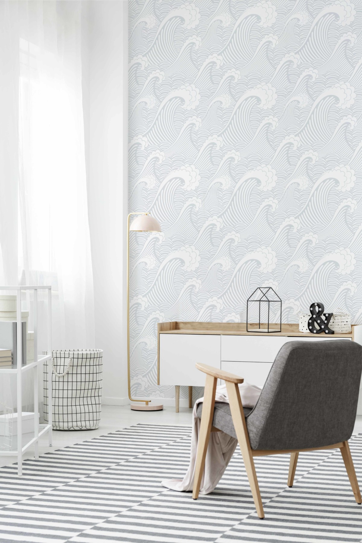 Japan Wave - Powder Blue Wallpaper | Grafico Melbourne