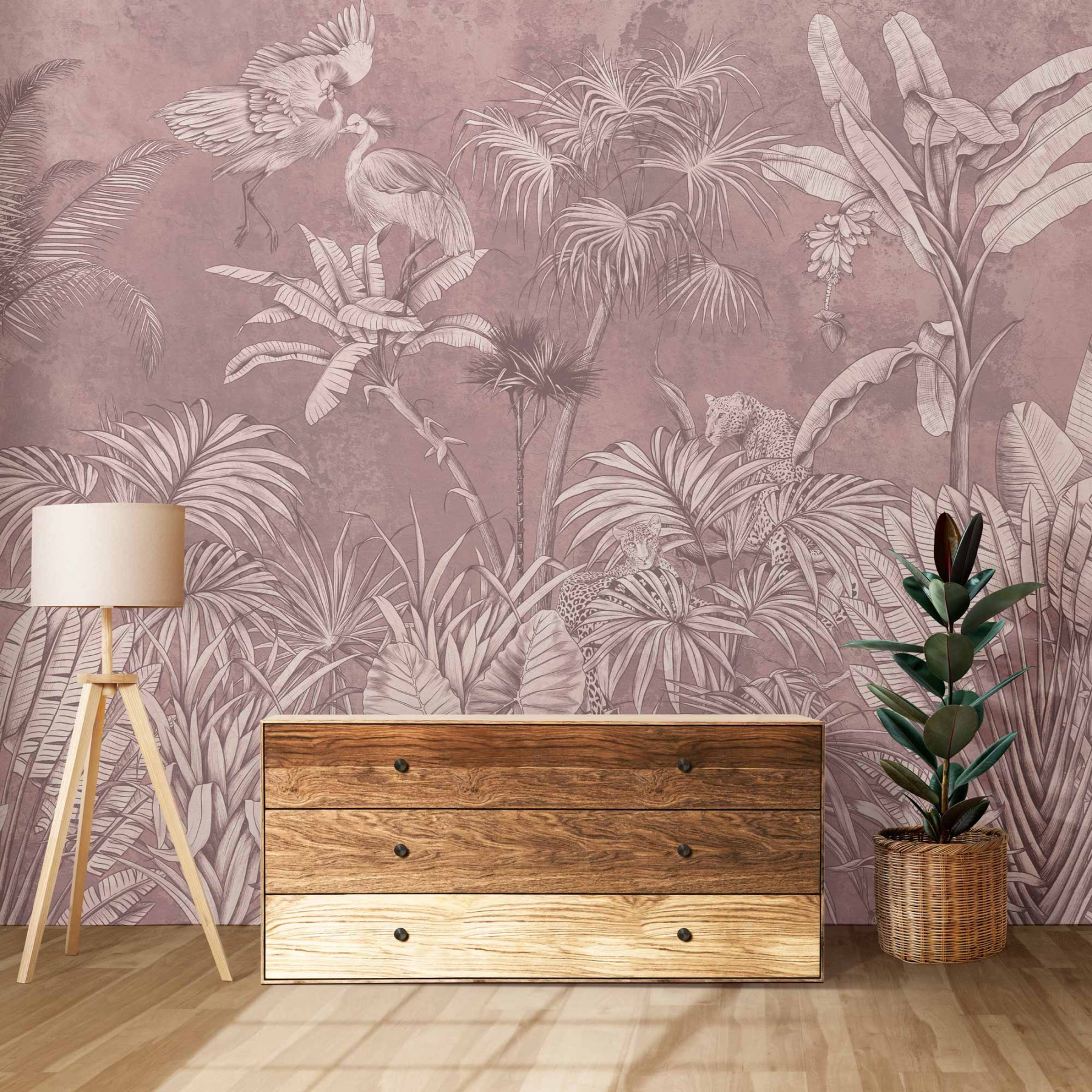 Jungle Fresco - Dusty Pink | WALLPAPER