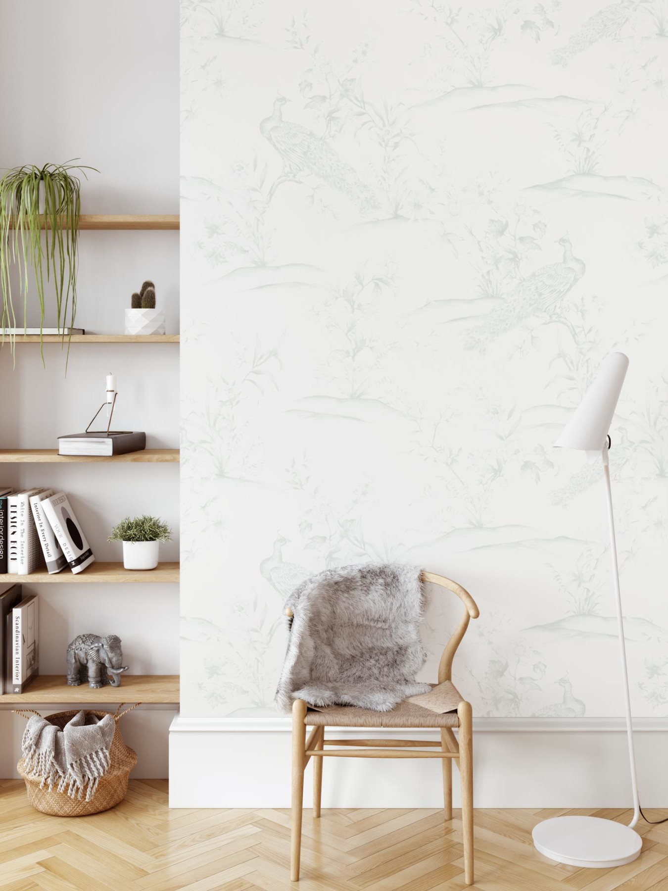 Peacocks - Light Sage Wallpaper | Grafico Melbourne