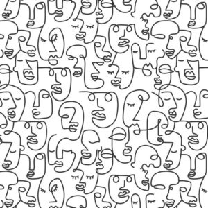 Line Art Faces - Black Wallpaper| Grafico Melbourne