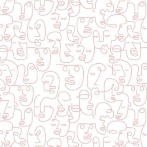 Line Art Faces - Blush Wallpaper| Grafico Melbourne