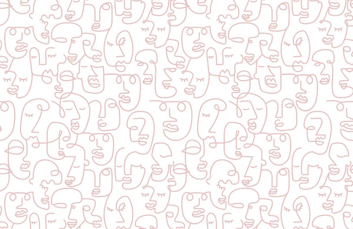 Line Art Faces - Blush Wallpaper| Grafico Melbourne