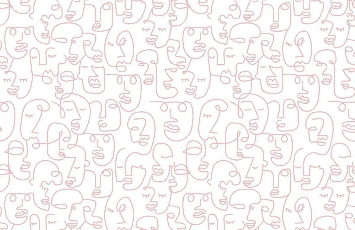 Line Art Faces - Blush Wallpaper| Grafico Melbourne