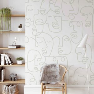 Line Art Faces - Sage Wallpaper| Grafico Melbourne