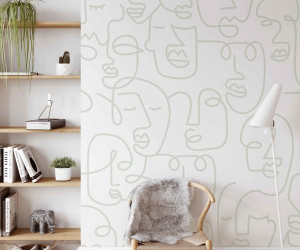 Line Art Faces - Sage Wallpaper| Grafico Melbourne