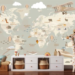 Vintage Kids Map Wallpaper - Grafico Walls Australia