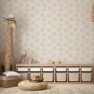 Beige Linen Flowers | WALLPAPER - Grafico Australia