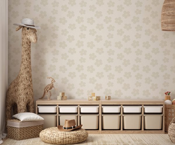 Beige Linen Flowers | WALLPAPER - Grafico Australia