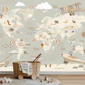 Vintage Kids Map Wallpaper - Grafico Walls Australia