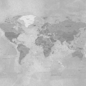 Detailed World Map Black & White Self Adhesive Wallpaper - Grafico Australia