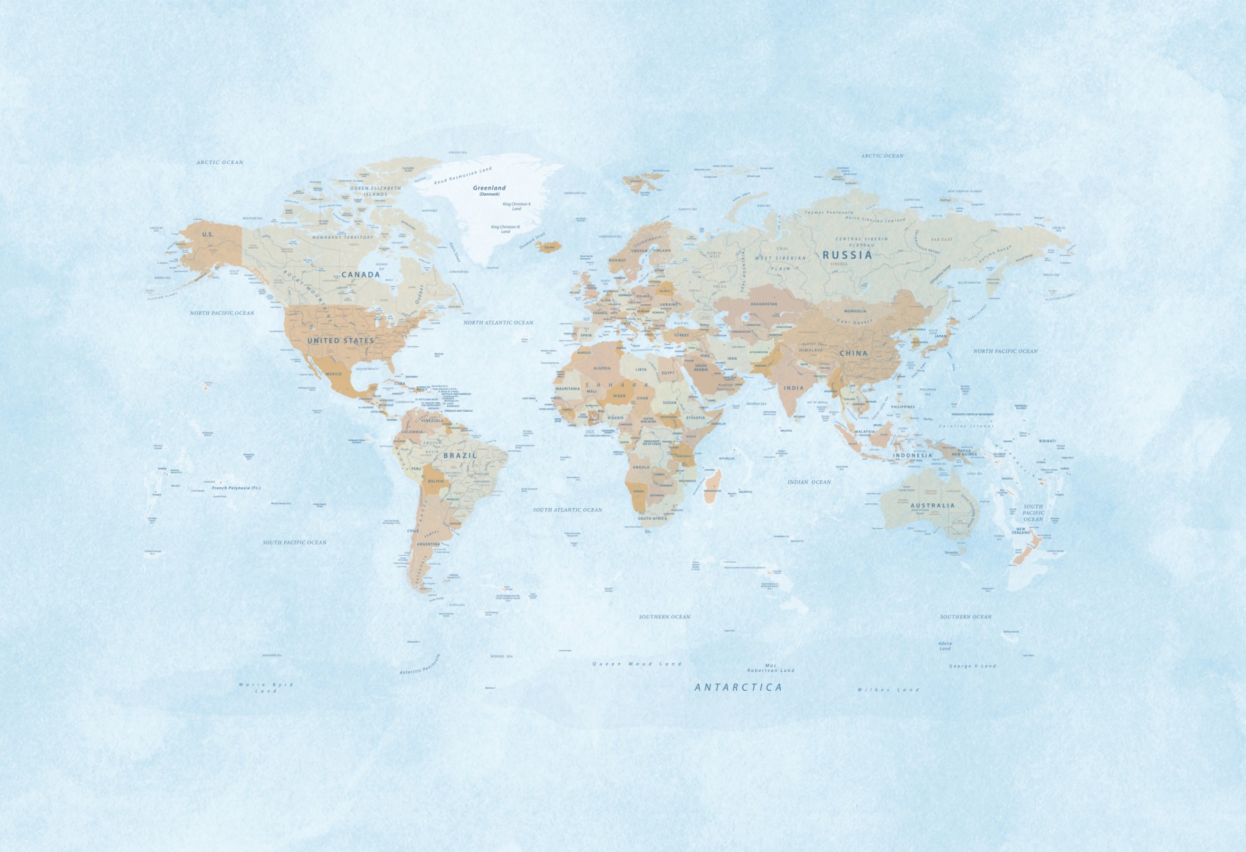 Detailed World Map Self Adhesive Wallpaper - Grafico Australia