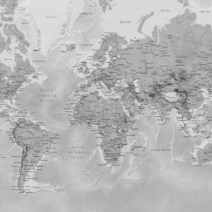 Detailed World Map - Black & White Wallpaper | Grafico Melbourne