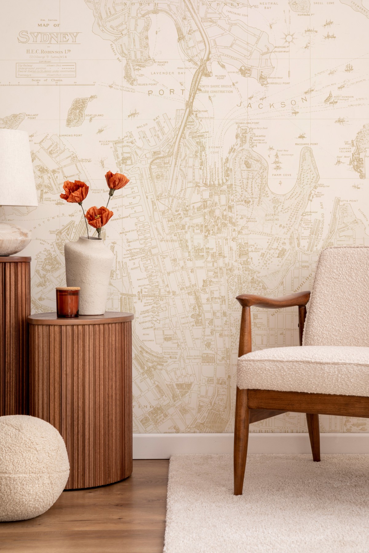 Vintage Sydney Map Gold | WALLPAPER