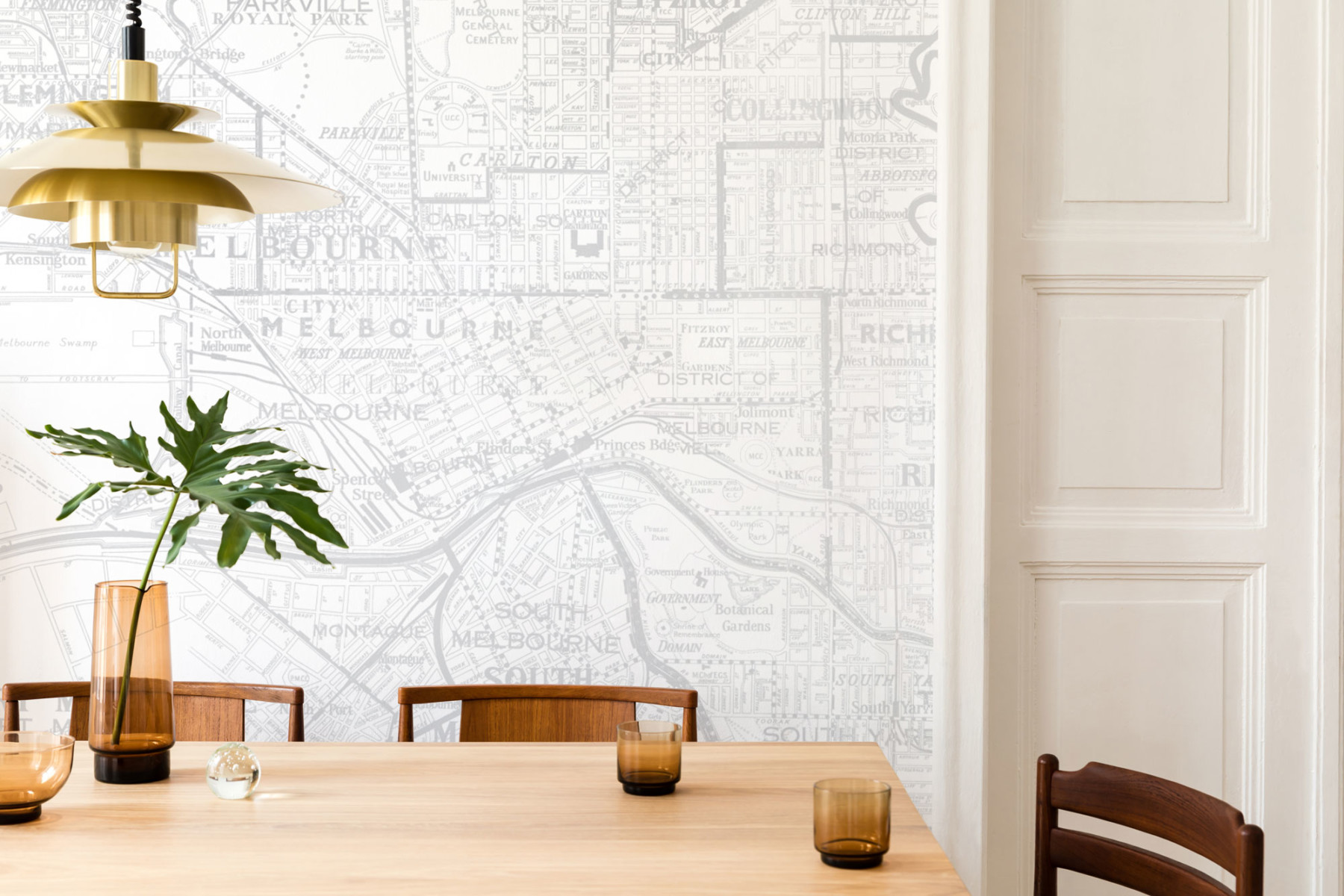 Melbourne Vintage Map - Grey | WALLPAPER