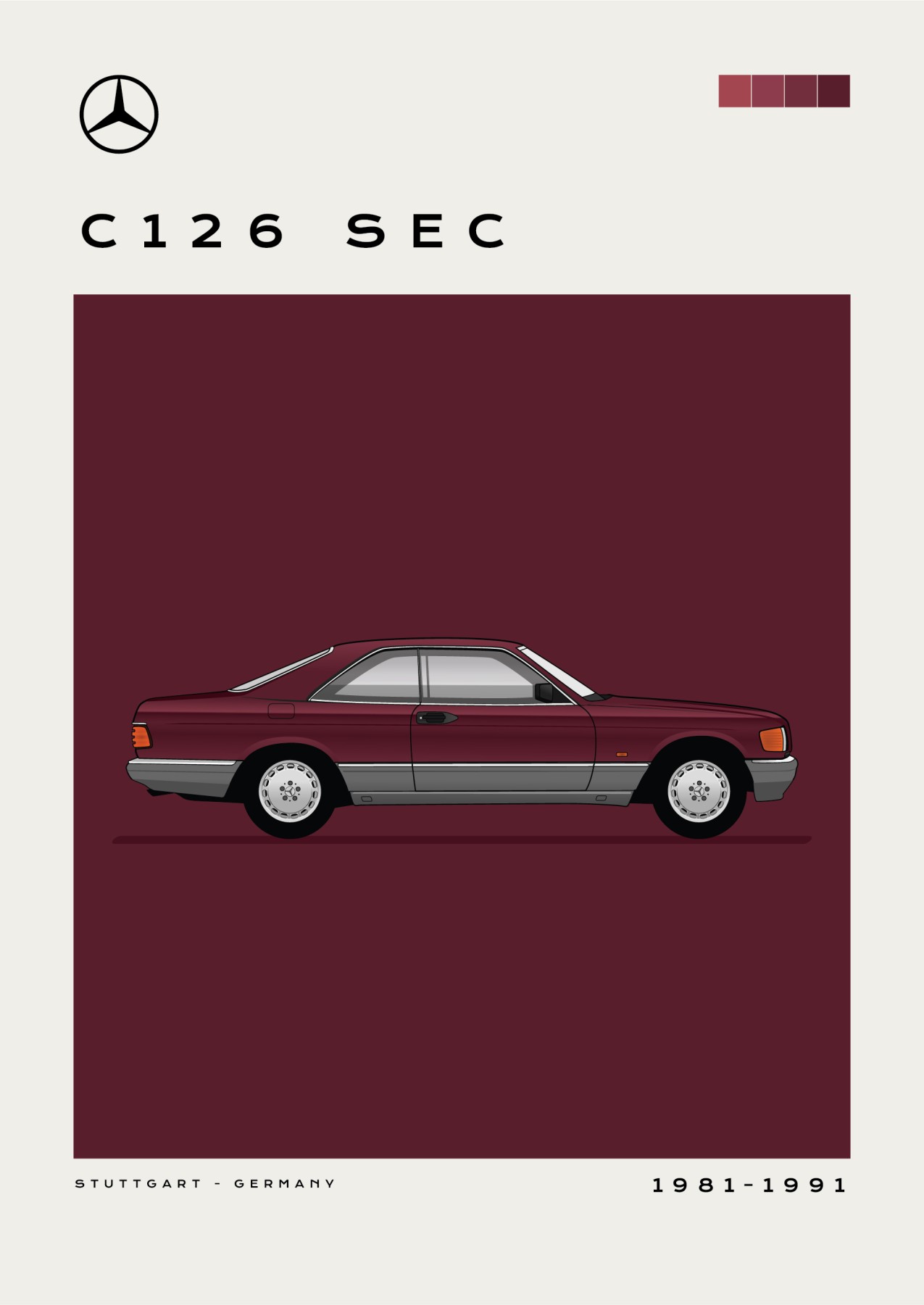 Mercedes – C126 SEC - Maroon