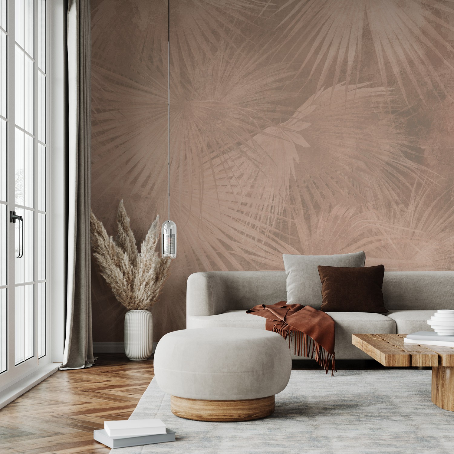 Palm Leaf Fresco - Apricot | WALLPAPER