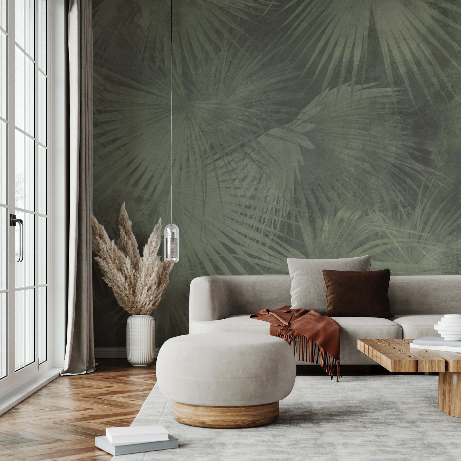 Palm Leaf Fresco - Emerald | WALLPAPER