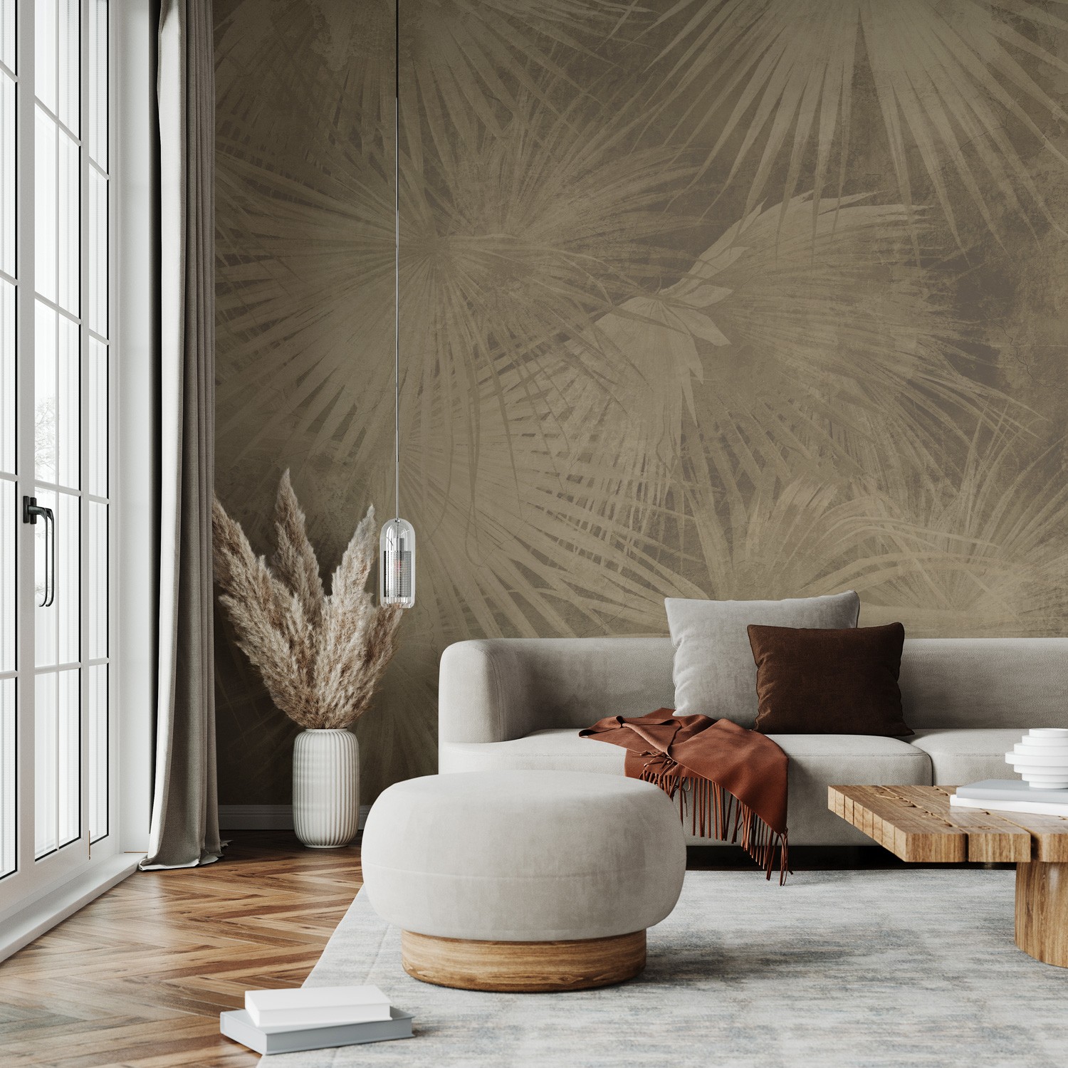 Palm Leaf Fresco - Gold | WALLPAPER