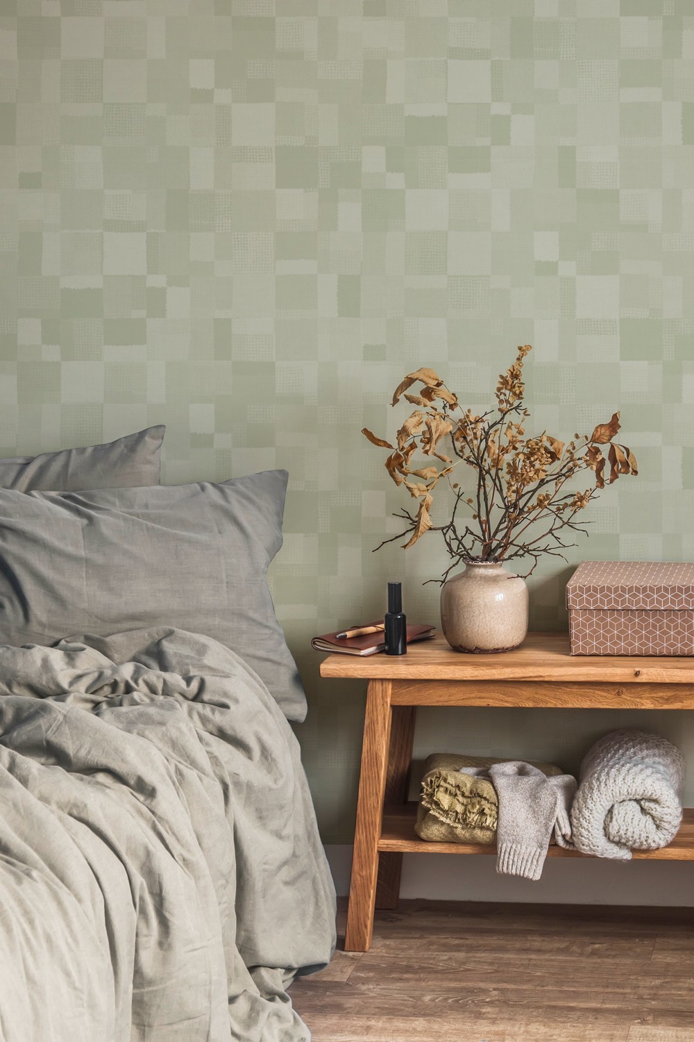 Parquet Watercolour - Sage Green | WALLPAPER