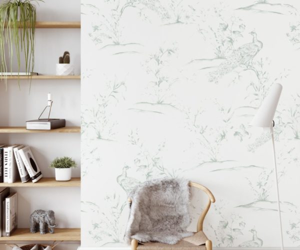 Peacocks - Sage Green Wallpaper | Grafico Melbourne