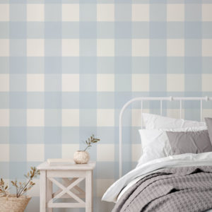 Gingham Check - Type 2 - Powder Blue | WALLPAPER