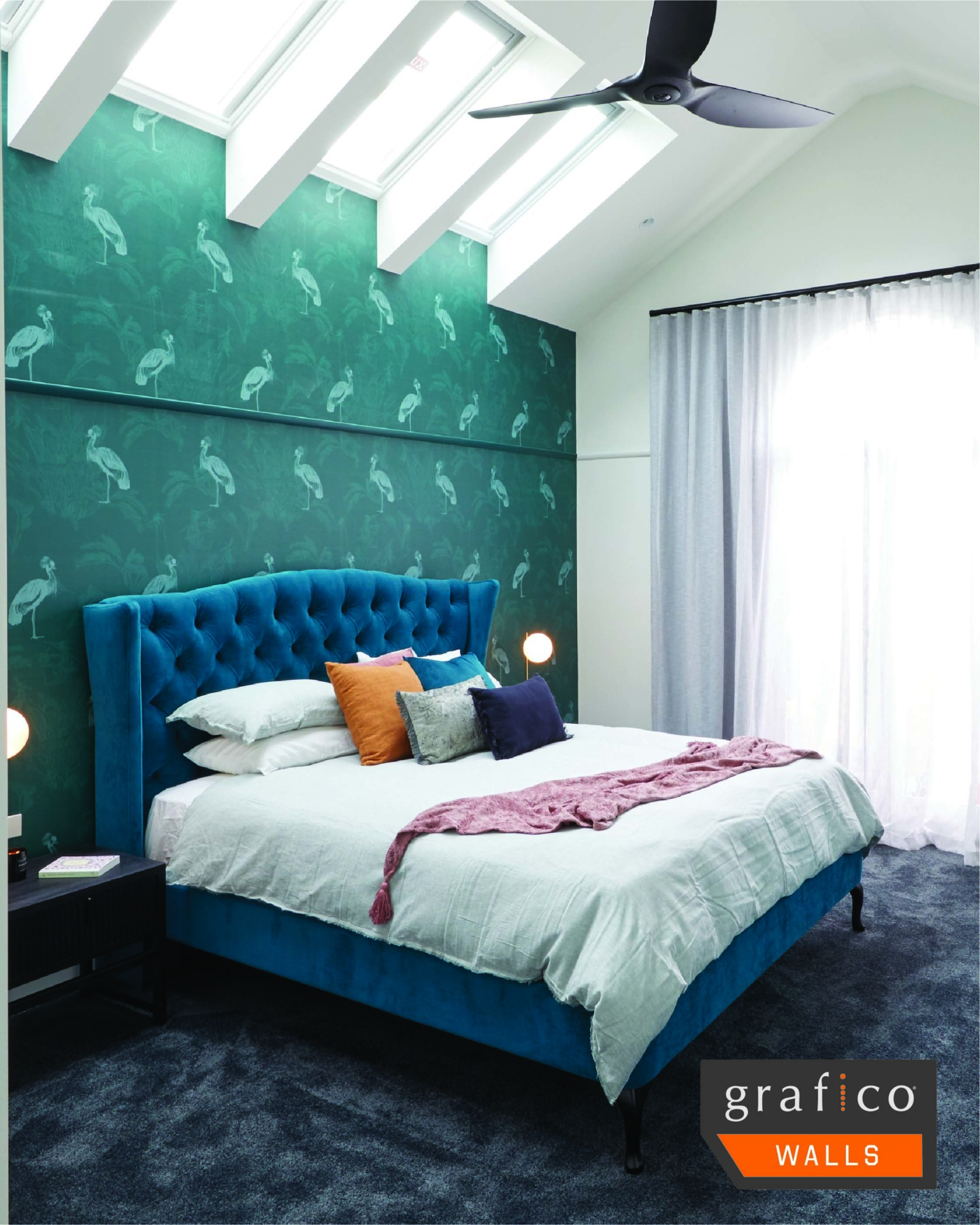 Emerald Crane Wallpaper | Grafico Melbourne
