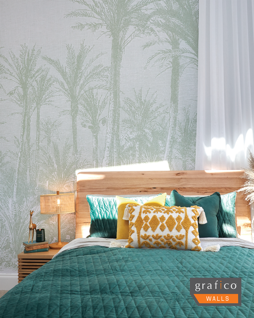 Coastal Palm - Sage Green Wallpaper | Grafico Melbourne