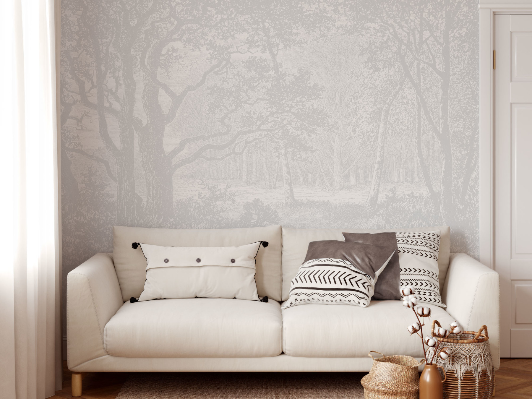 Serene Forest - Light Grey | WALLPAPER