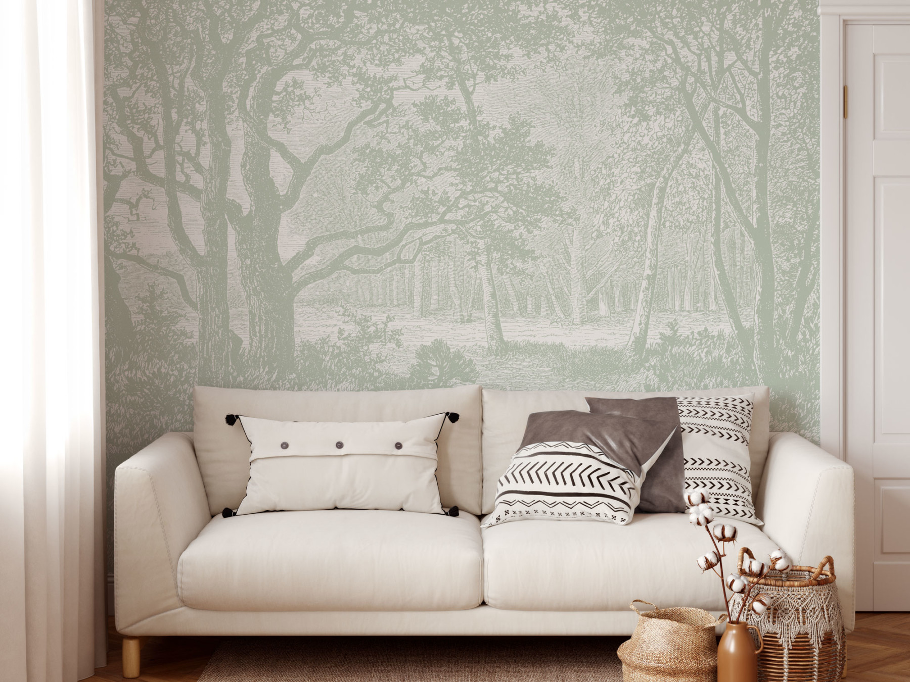 Serene Forest - Sage Green | WALLPAPER