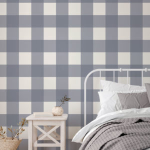 Gingham Check - Type 2 - Steel Blue | WALLPAPER