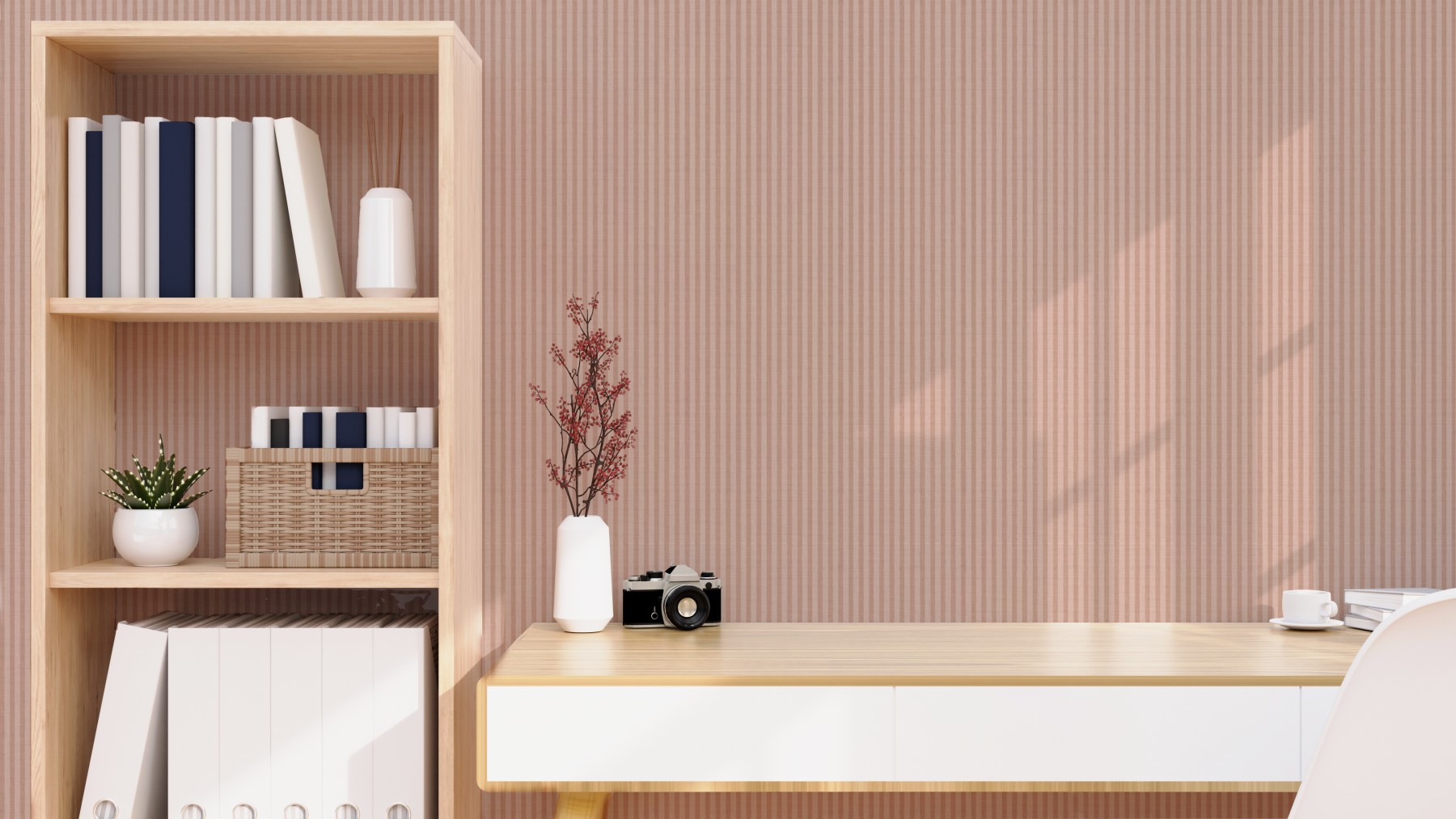 Striped Linen 10mm - Dusty Rose | WALLPAPER
