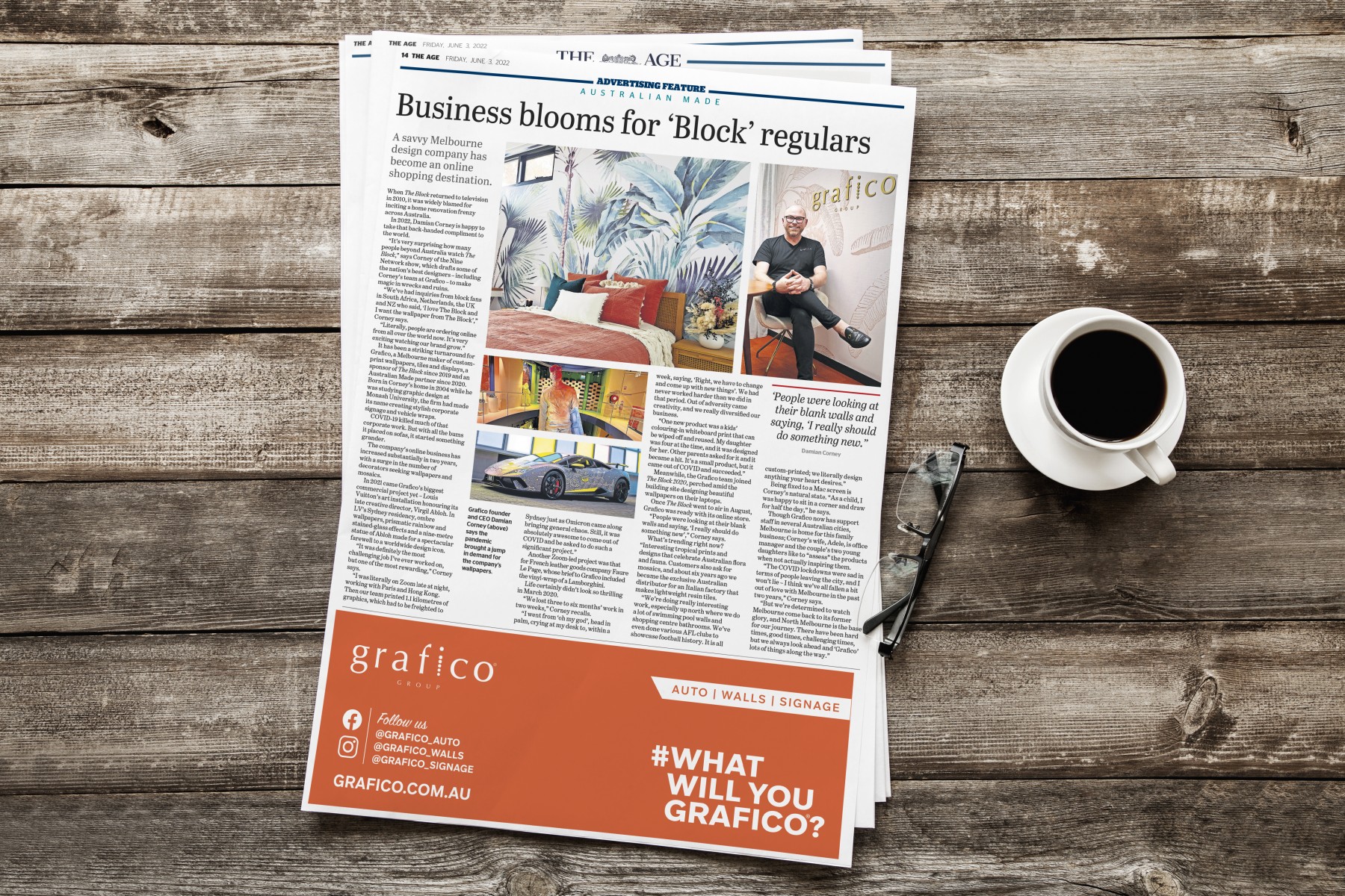 Grafico featured in The Age + Sydney Morning Herald - Australian Made Week Liftout