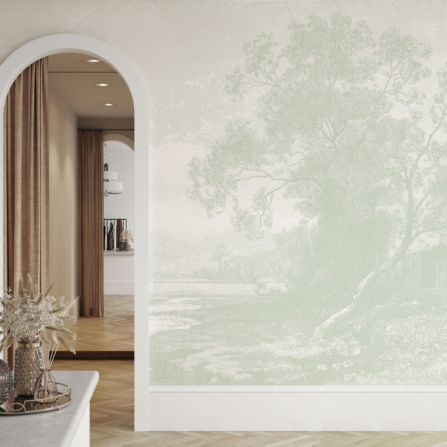 Tranquil Valley - Sage Green | WALLPAPER - Grafico Group