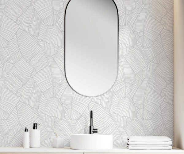 Tropical Leaf Outline - Grey Wallpaper | Grafico Melbourne