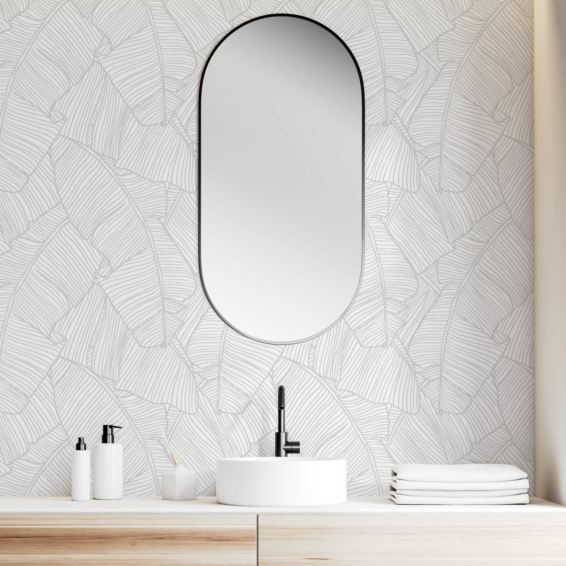 Tropical Leaf Outline - Grey Wallpaper | Grafico Melbourne