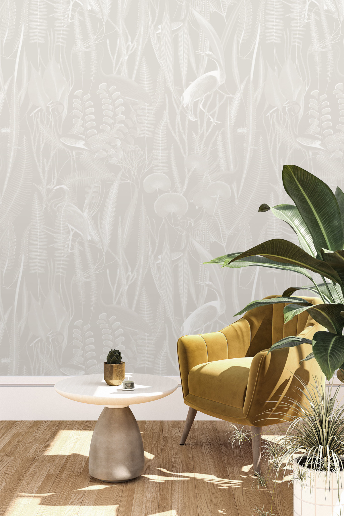 Tropical Reeds - Warm Grey Inverted Wallpaper | Grafico Melbourne