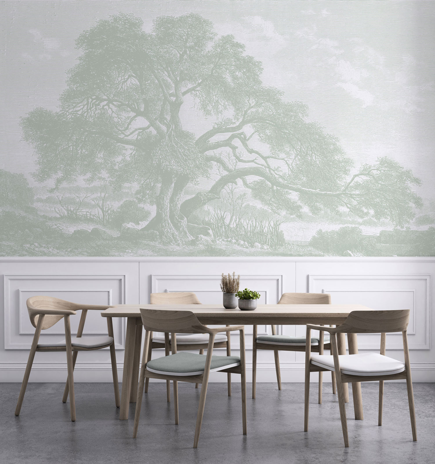 Twisting Oak - Sage Green | WALLPAPER