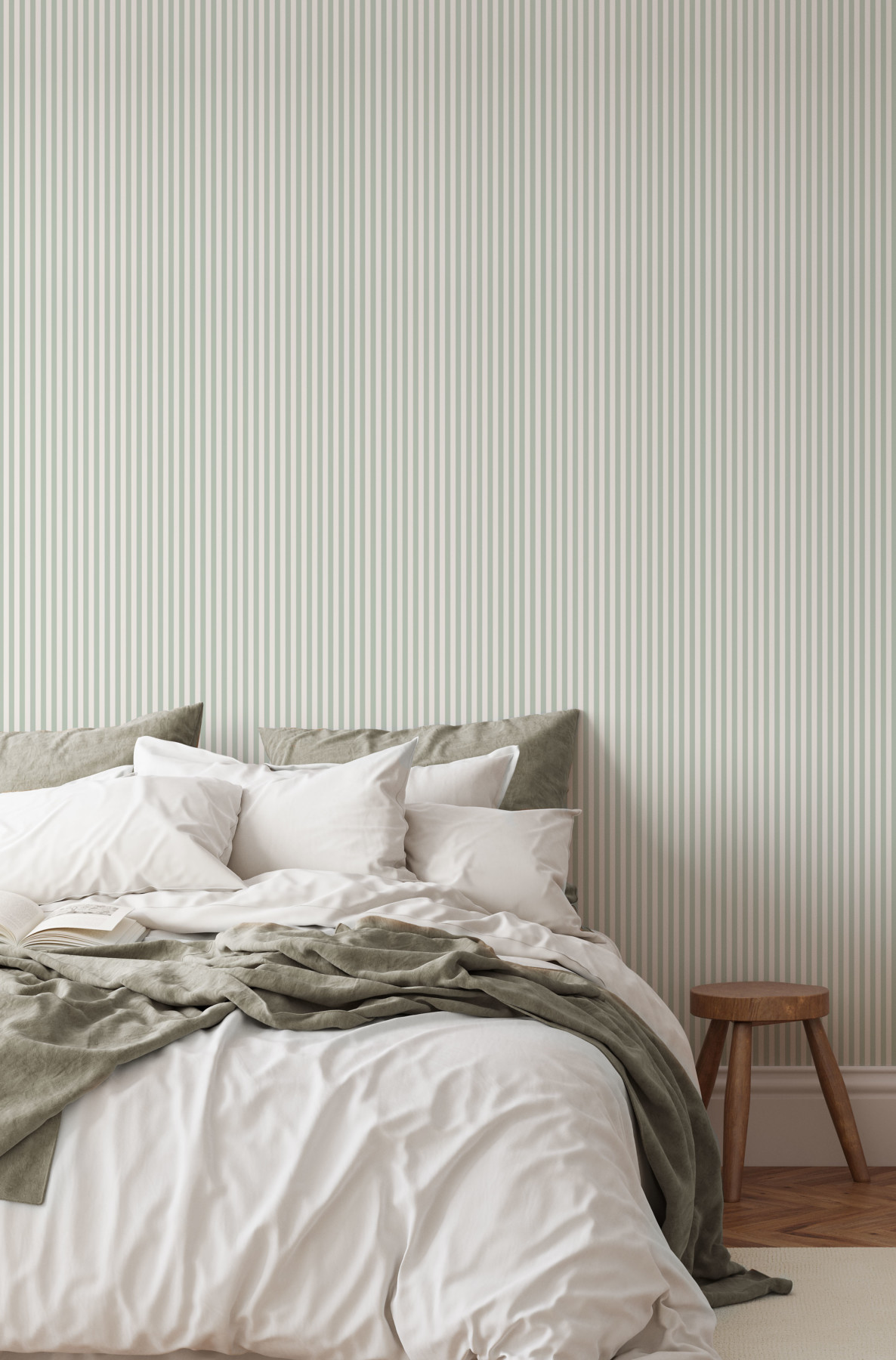 Vertical Stripe 10mm - Sage Green | WALLPAPER