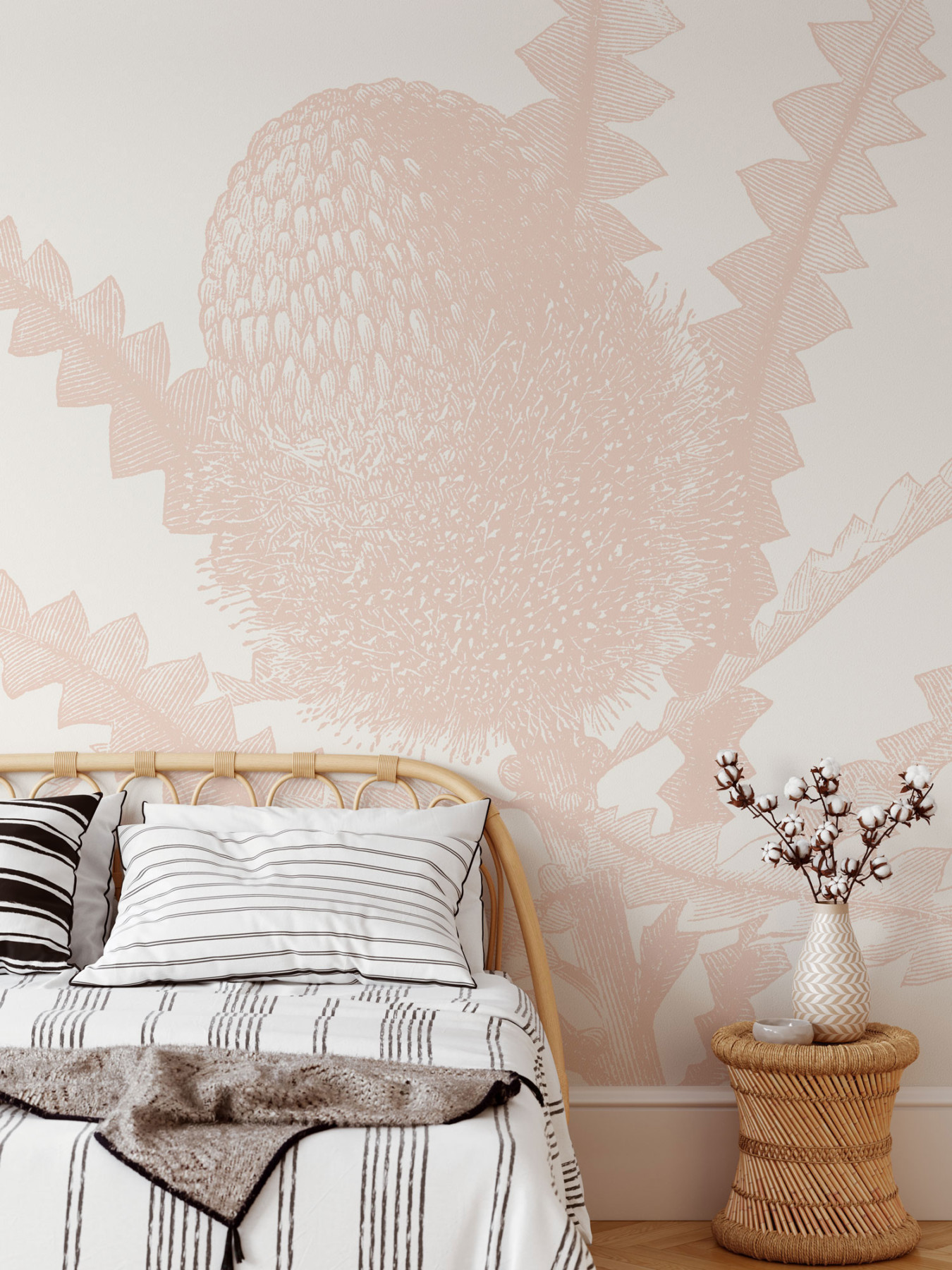 Etched Banksia - Blush Wallpaper | Grafico Melbourne