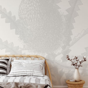 Etched Banksia - Light Grey Wallpaper | Grafico Melbourne